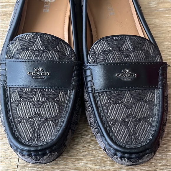 Coach Signature Odette Black Gray Logo Driver Driving Loafers size 9.5 - Picture 2 of 11